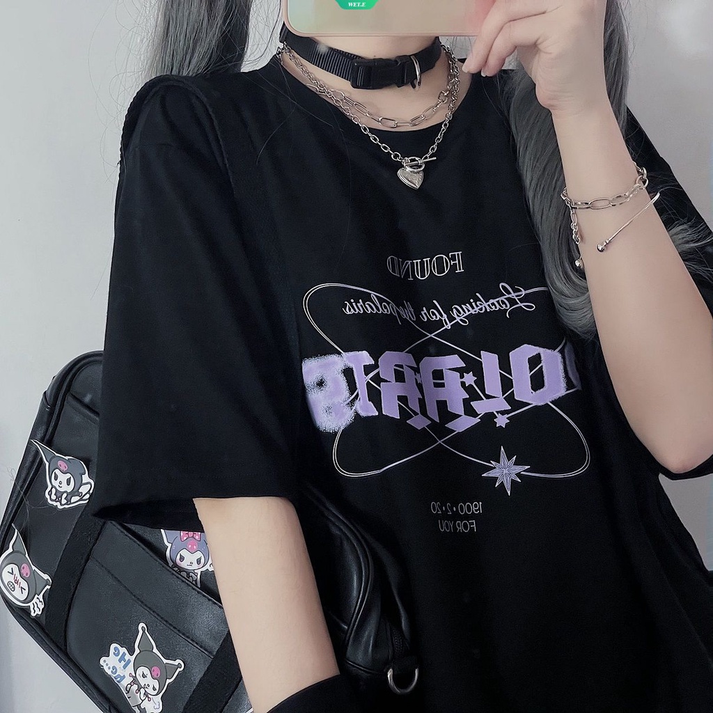 Áo Thun Tay Ngắn Dáng Rộng In Chữ Đơn Giản Thời Trang Mùa Hè Phong Cách Hàn Quốc Cho Nữ