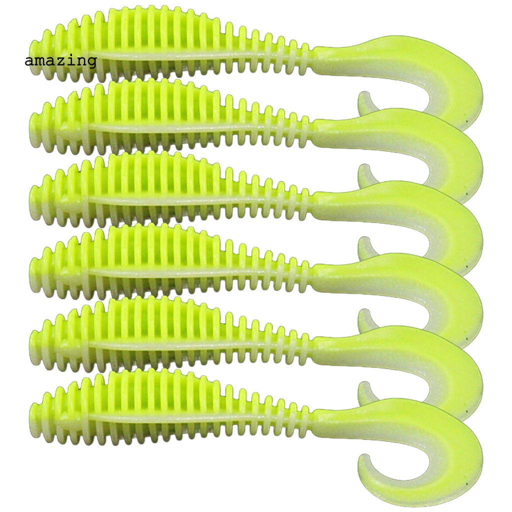 6 Mồi Giun Giả Câu Cá 8cm / 10.5cm Nhiều Màu Sắc Có Thể Tái Sử Dụng