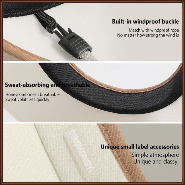 Mũ Chống Nắng Vành Rộng Thấm Hút Mồ Hôi Thoáng Khí Kèm Dây Đeo Tùy Chỉnh Thời Trang Mùa Hè Cho Nữ