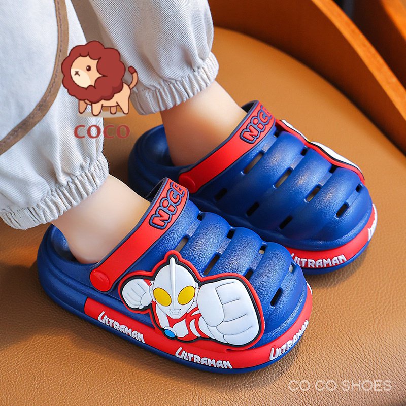 Dép Sandal Đục Lỗ Thoáng Khí Chống Trượt In Hình Ultraman Thời Trang Mùa Hè Cho Bé Trai Và Gái