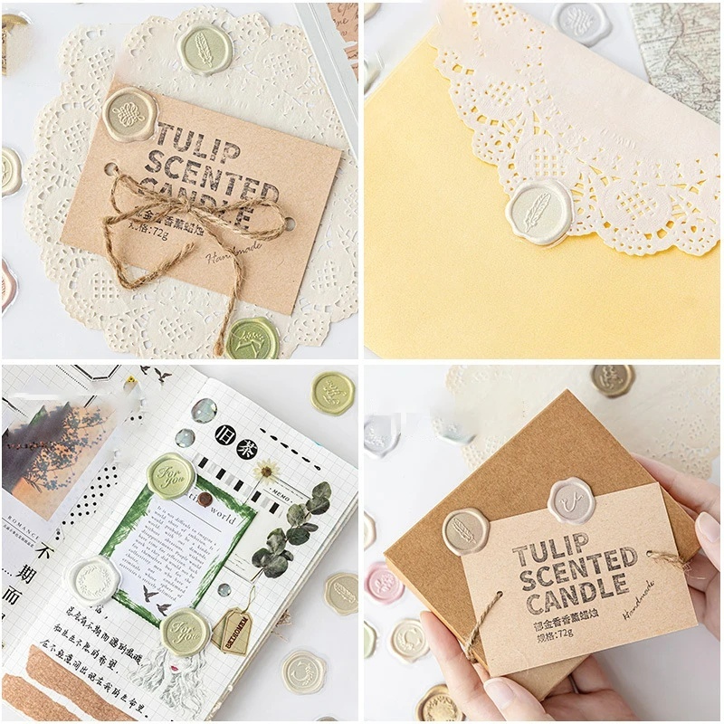 Miếng Dán Niêm Phong DIY Màu Trơn Họa Tiết Hoa Xinh Xắn