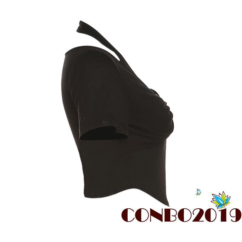 Áo Croptop Tay Ngắn Màu Sắc Đơn Giản Cho Nữ