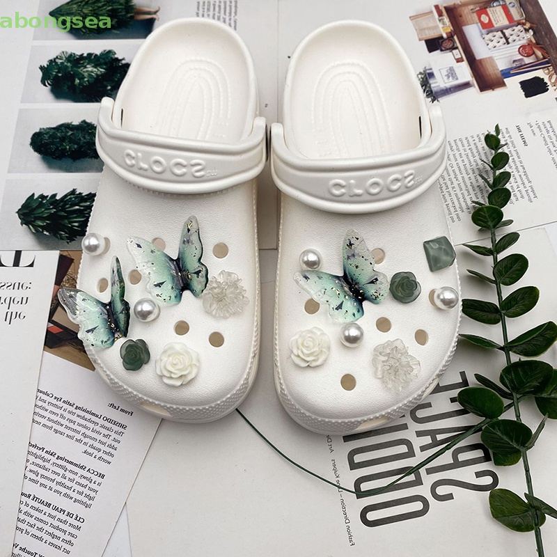 Abongsea Phụ Kiện Trang Trí Xăng đan DIY Hình Hoa Bướm Thời Trang Giản Dị