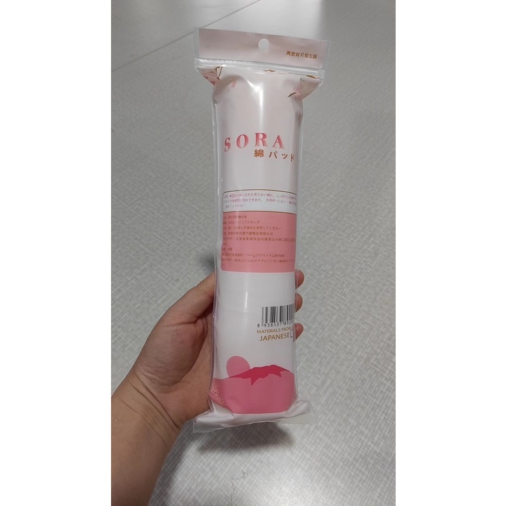 Bông tẩy trang chất cotton mềm mịn, không xơ bông Sora 120 miếng