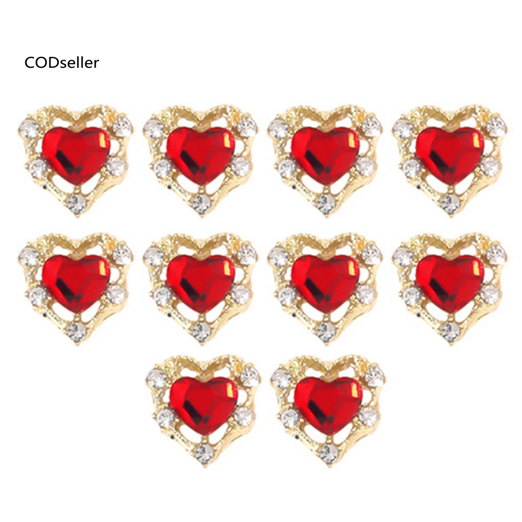 Set 10 Phụ Kiện Trang Trí Móng Tay Hình Vương Miện Trái Tim Lấp Lánh