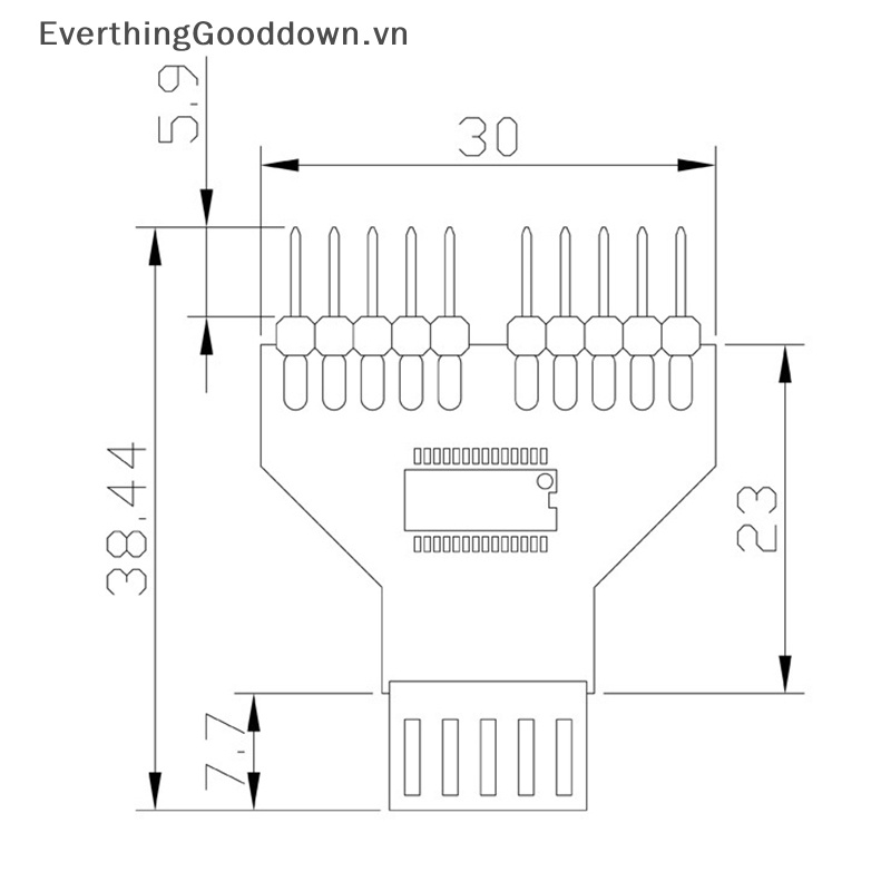 Everthingood Cáp Nối Bo Mạch Chủ Chuyển Đổi USB 2.0 1 Sang 2 Cổng 9 Pin