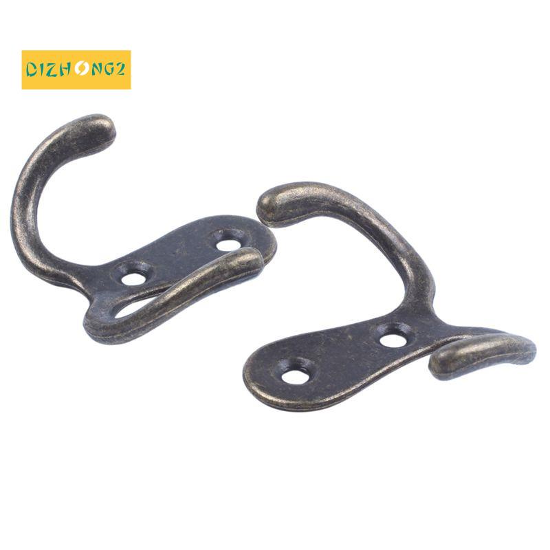 2 x Móc vít Móc đôi kim loại cổ điển Móc treo tường bằng kim loại Áo khoác đồng cổ cho mũ