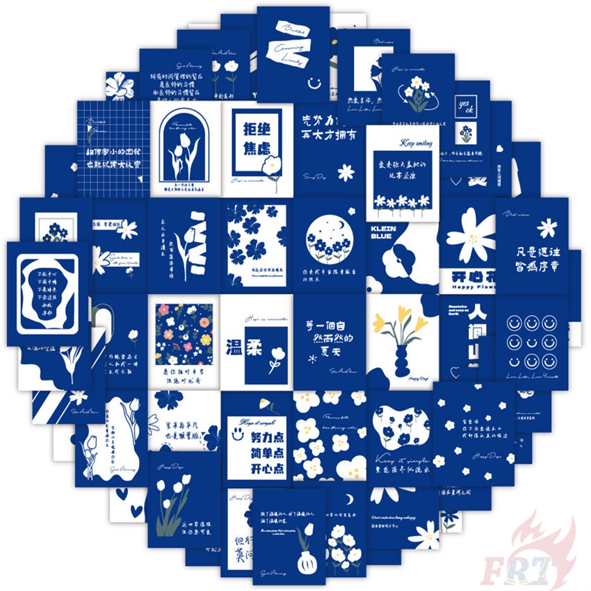❉ Nghệ Thuật Klein Xanh Dương Nghệ Thuật Set 03 Sticker Chữ Vibes Series 03 Dán Trang Trí Phong Cảnh ❉ Bộ 60 Sticker Chống Thấm Nước Họa Tiết Doodle Hợp Thời Trang