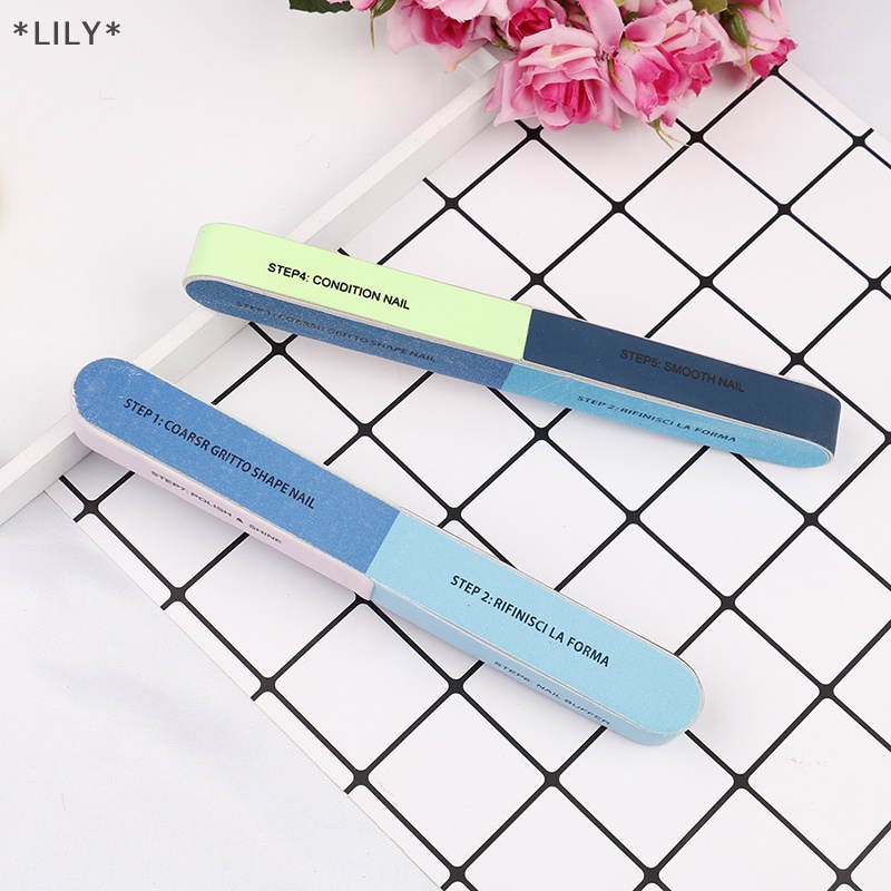 Lily 1 cái giũa móng tay in sáng tạo cát chà nhám giũa đánh bóng sáu mặt dụng cụ làm móng uuu
