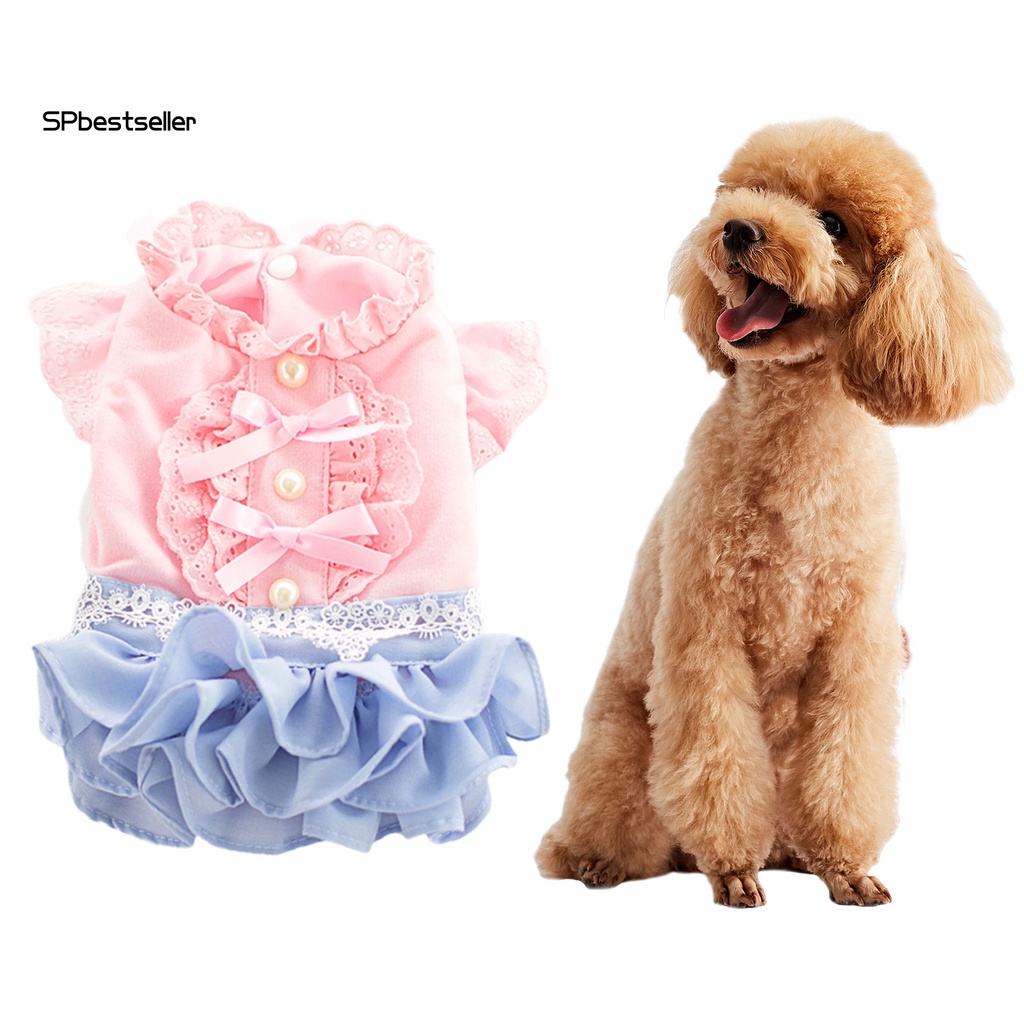 Đầm Công Chúa Thắt Nơ Mắt Phối Ren Cho Thú Cưng