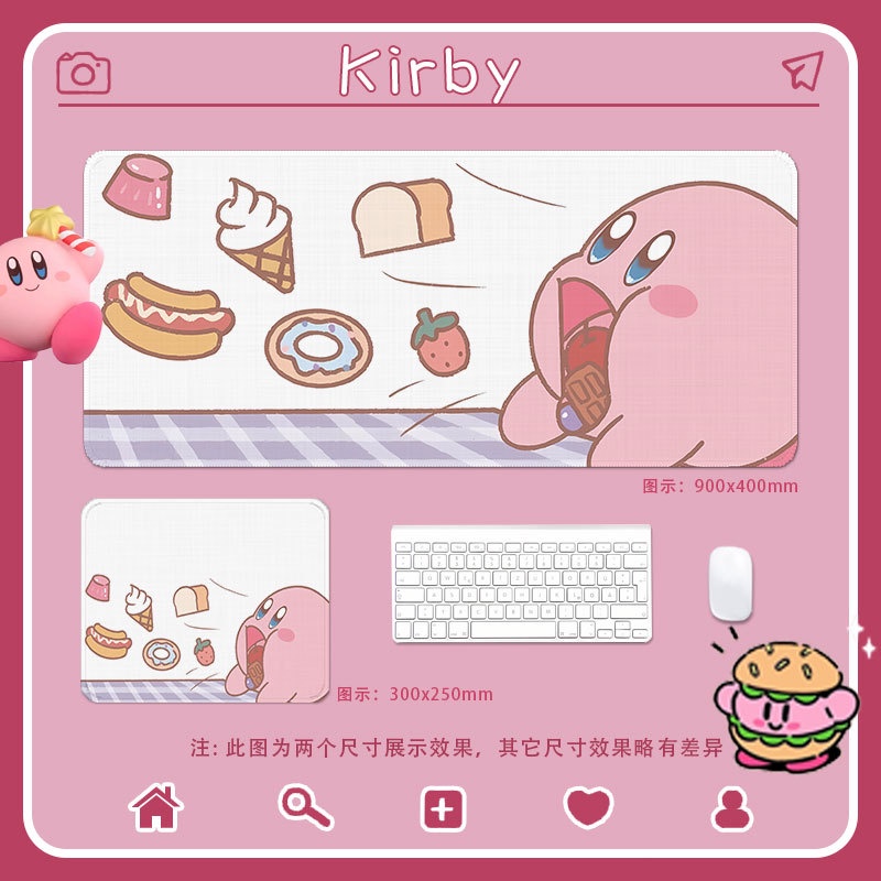 Tấm Lót Chuột Và Bàn Phím Cỡ Lớn In Hoạt Hình Kirby Dễ Thương Cho Bé Gái