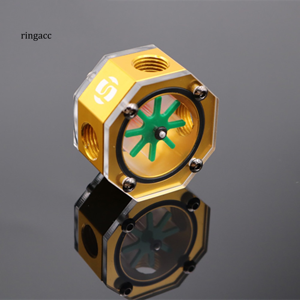 Rga Octagon Máy Làm Mát Nước Làm Mát Bằng Nhôm PC Dạng Lỏng Có Đồng Hồ Đo Lưu Lượng