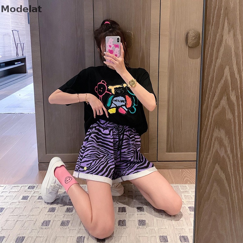 Mfc Quần Short Thể Thao Lưng Rút Dây In Họa Tiết Da Báo Thời Trang Đi Hộp Đêm Cho Nữ WTD