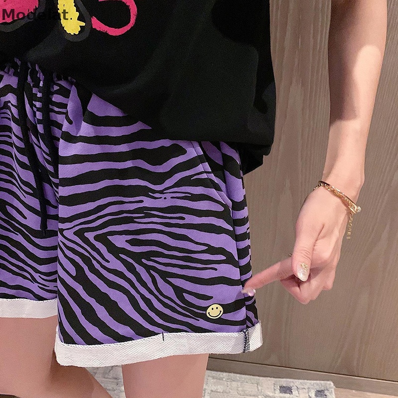 Mfc Quần Short Thể Thao Lưng Rút Dây In Họa Tiết Da Báo Thời Trang Đi Hộp Đêm Cho Nữ WTD