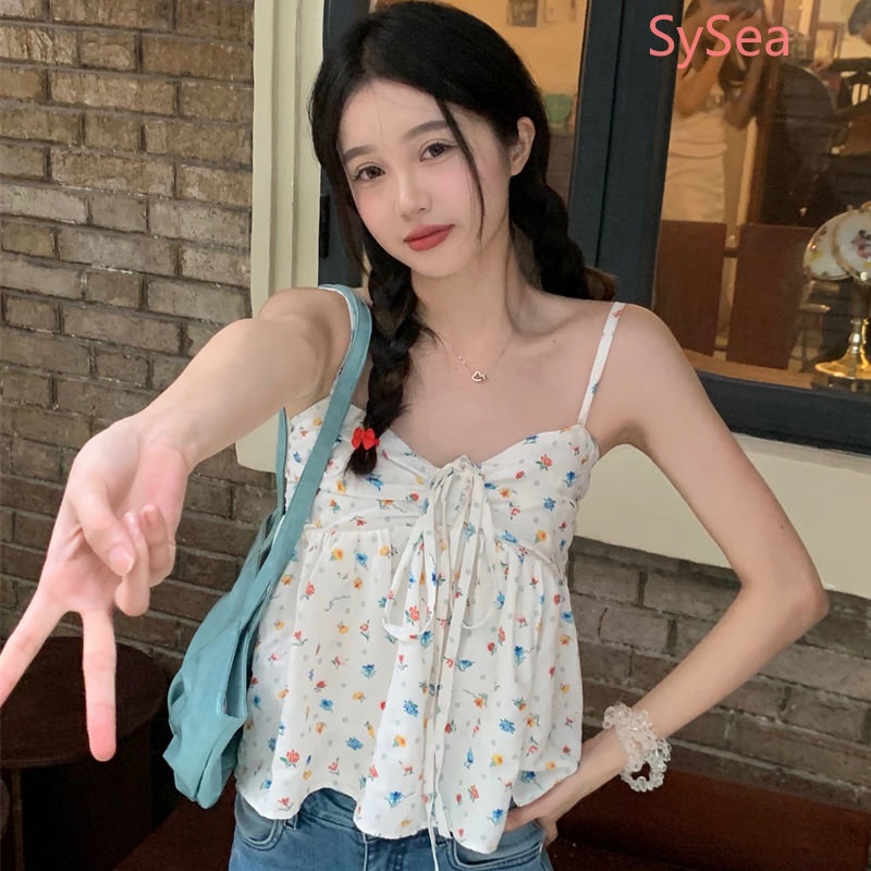 Áo Hai Dây Họa Tiết Hoa Xinh Xắn Thời Trang Mùa Hè Cho Nữ