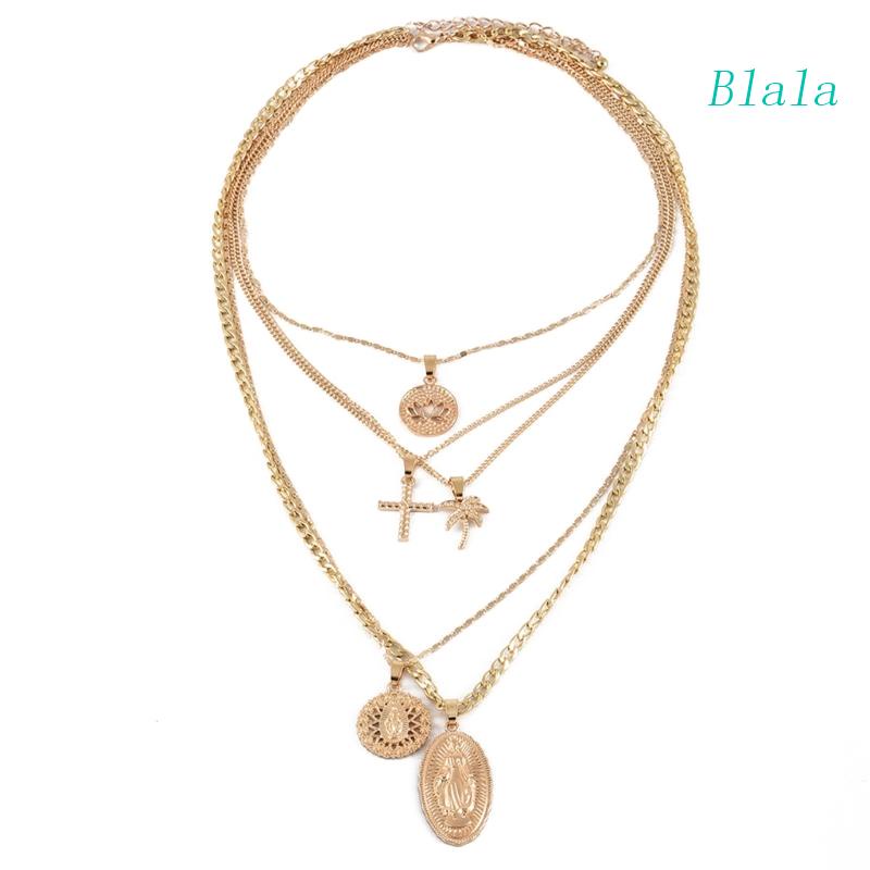 Vòng Cổ Choker Nhiều Lớp Mặt Thánh Giá Phong Cách Bohomian Cho Nữ
