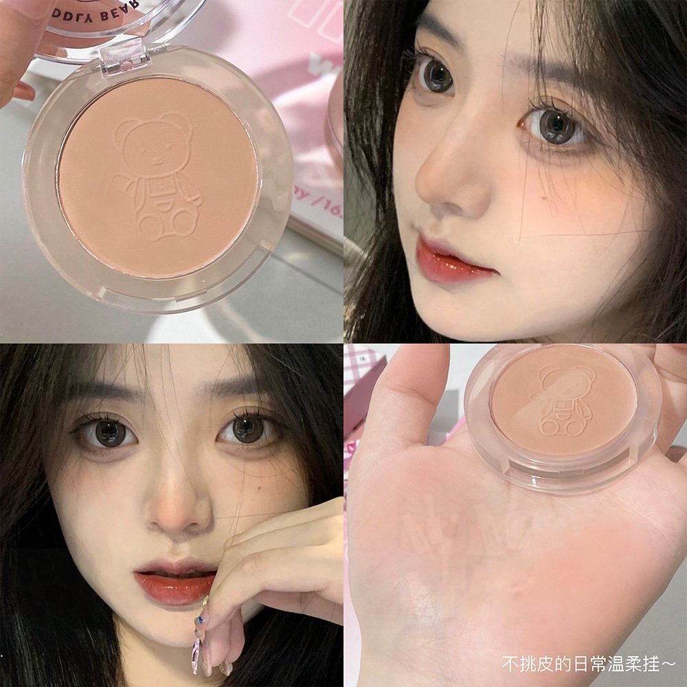 Bảng Phấn Má Hồng 2 Màu Lì Chống Nước Lâu Trôi Hình Gấu Dễ Thương
