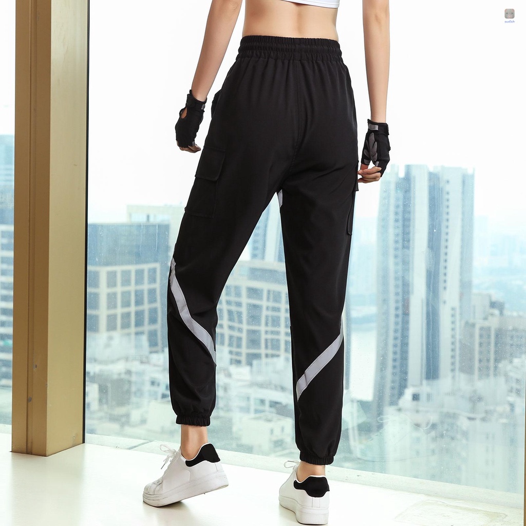 Quần Baggy Thể Thao Co Giãn Nhanh Khô Có Túi Tiện Dụng Cho Nữ