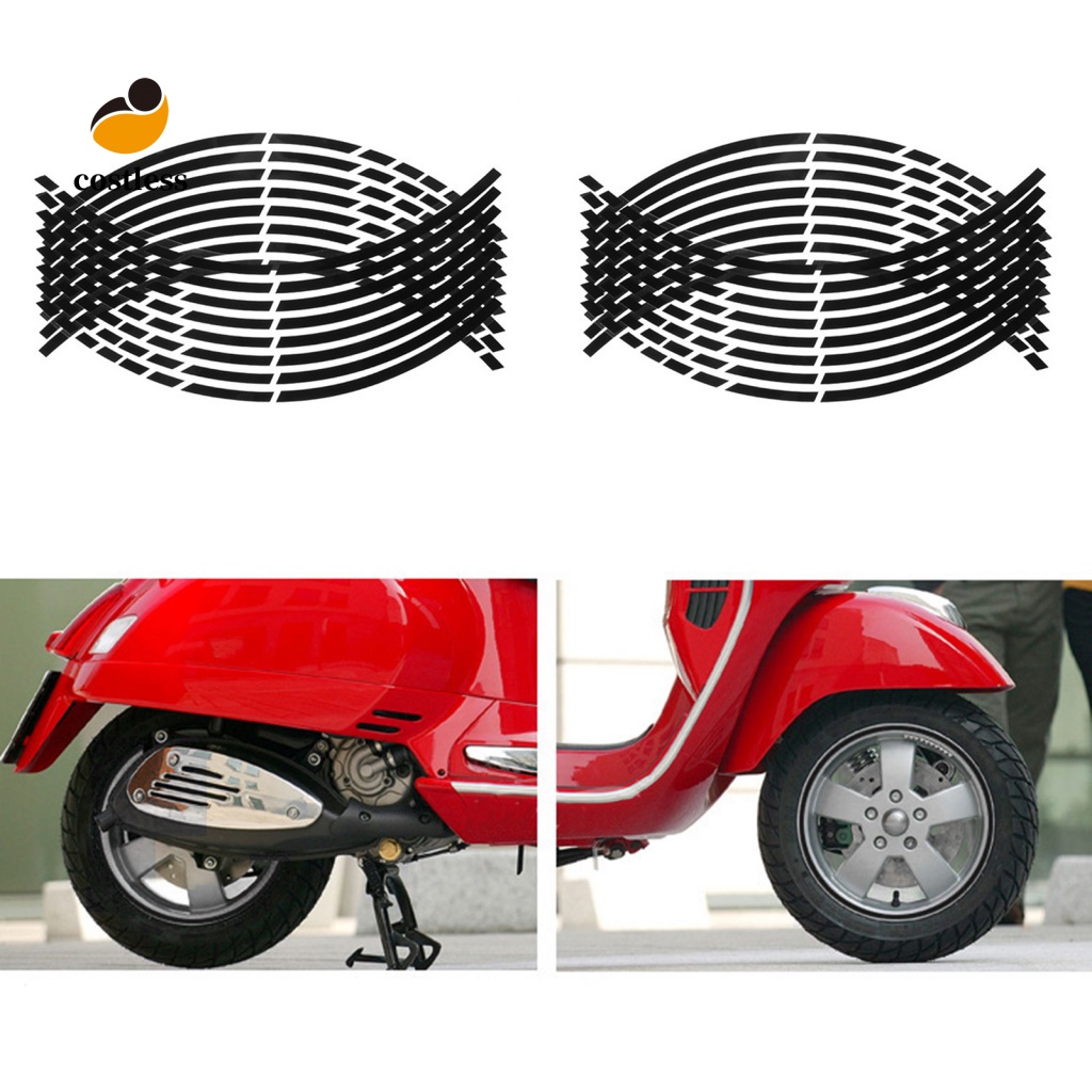 Bộ 16 Miếng Dán Phản Quang Nhiều Màu Sắc Trang Trí Vành Bánh Xe Hơi Xe Máy