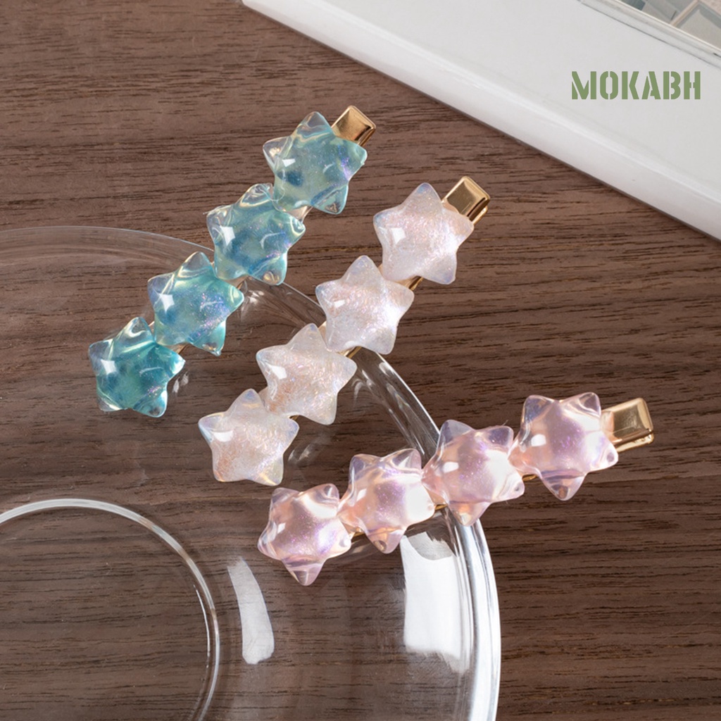 Kẹp Tóc Hình Ngôi Sao Trong Suốt Chống Trượt Bằng Nhựa Resin Phong Cách Hàn Quốc