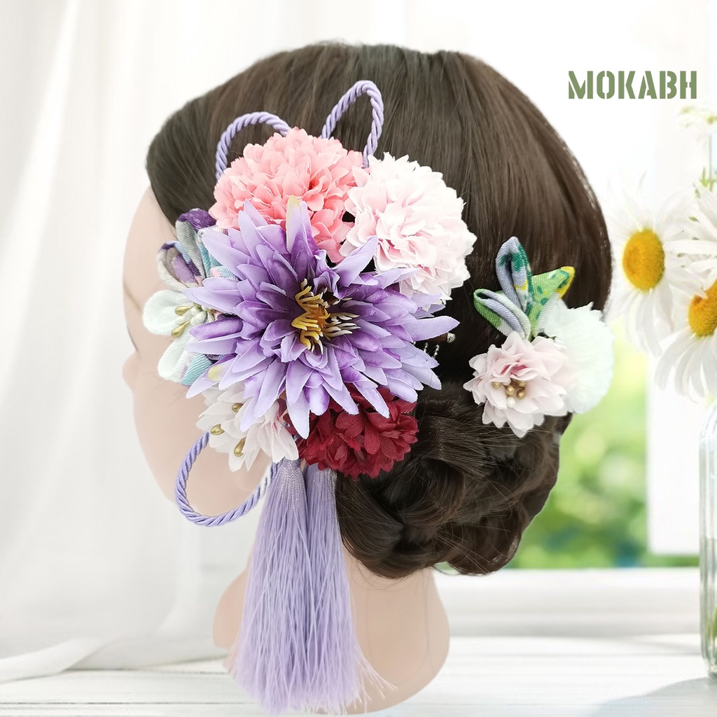 Bộ 2 Kẹp Tóc Họa Tiết Hoa Nhiều Màu Sắc Phong Cách Nhật Bản