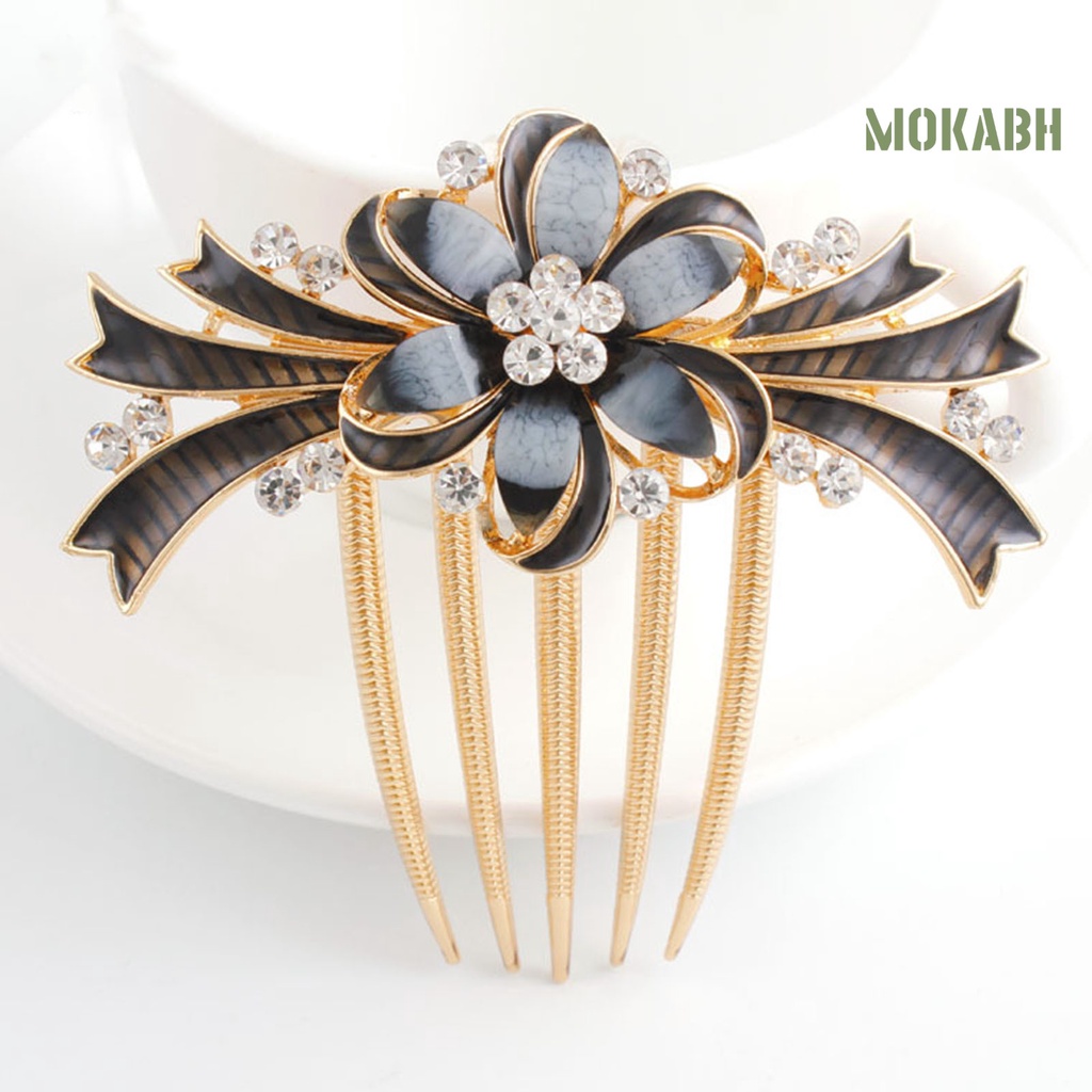 Lược Cài Tóc Hình Hoa Đính Đá Phong Cách Vintage Cho Nữ