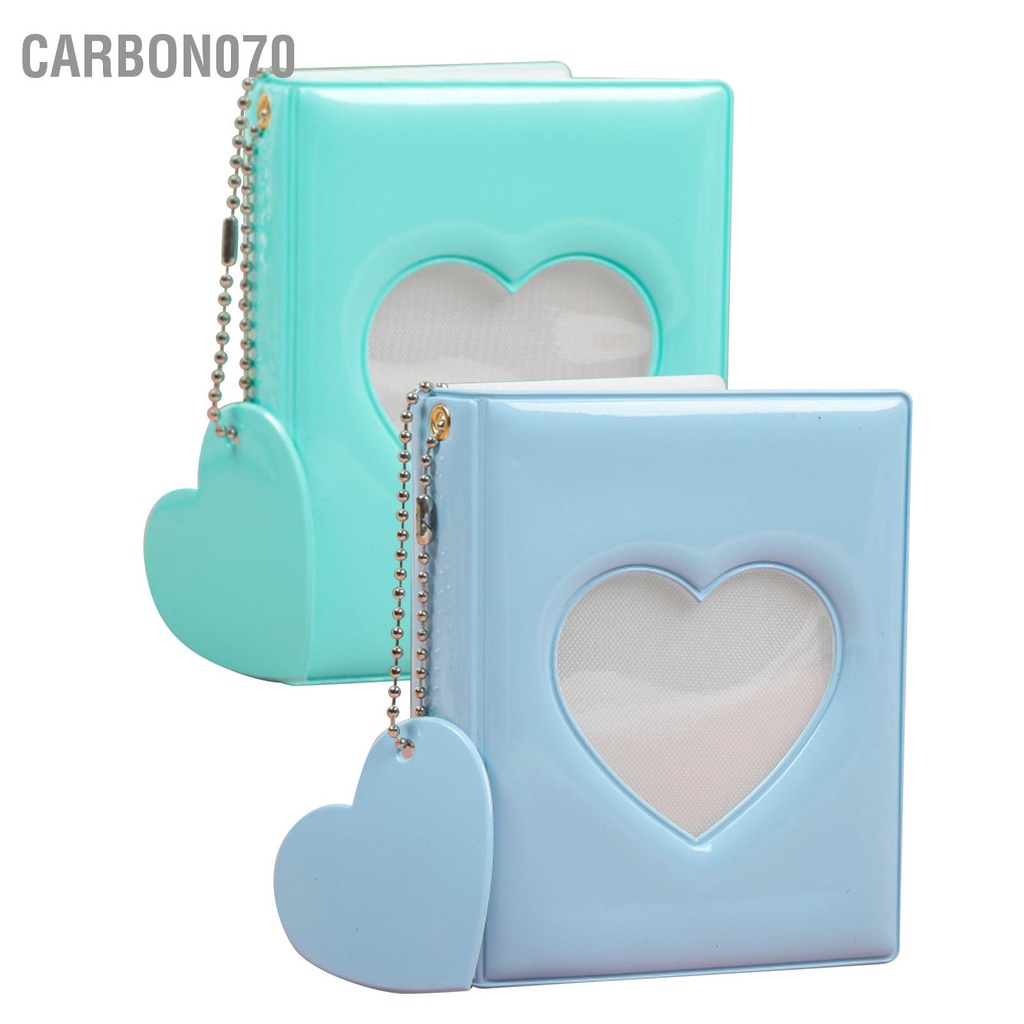 Carbon070 Túi Album Ảnh Trái Tim Rỗng Bao DIY Làm 3in Ngăn Đơn PVC Màu Nguyên Chất Giản Phong Cách Sách Hình