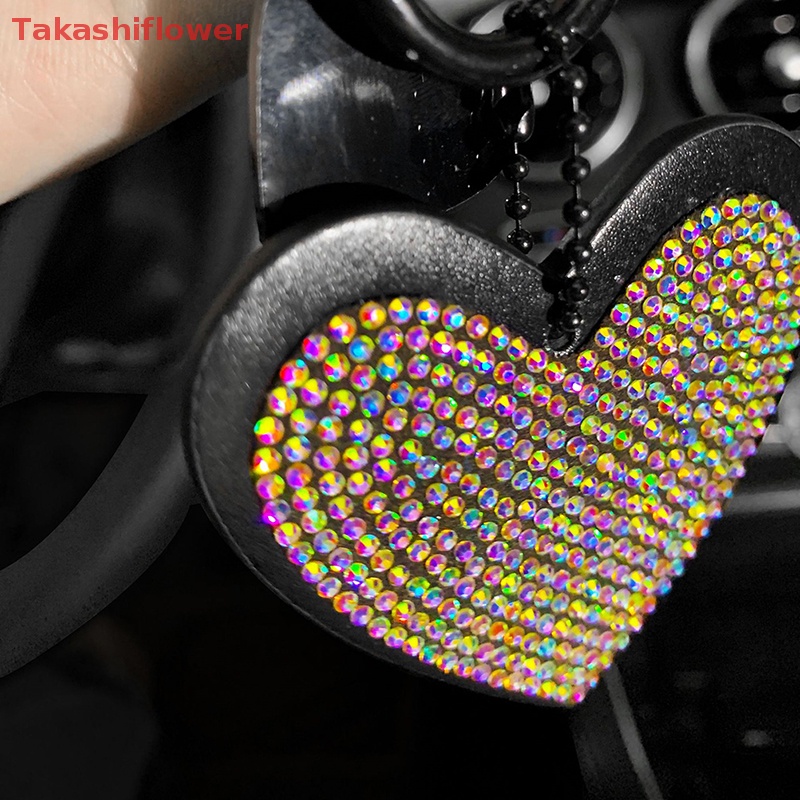 1 Móc Khóa Da Đính Đá Hình Trái Tim Xinh Xắn