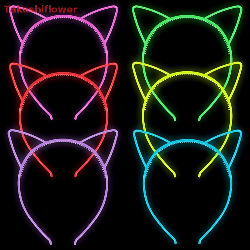(Takashiflower) Băng Đô Tai Mèo Phát Sáng Trong Bóng Tối Phụ Kiện Tiệc Sinh Nhật Bé Gái