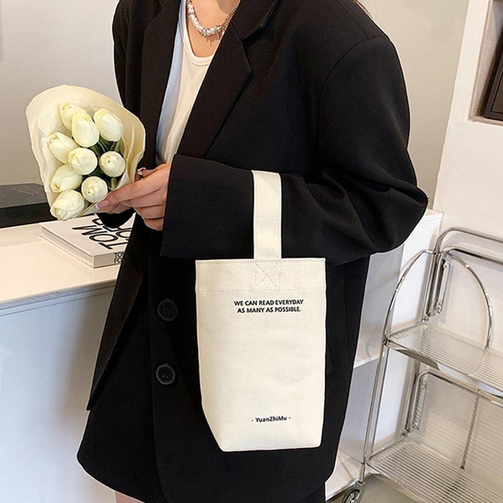 FORBETTER Túi Vải Canvas In Chữ Thiết Kế Đơn Giản Thời Trang