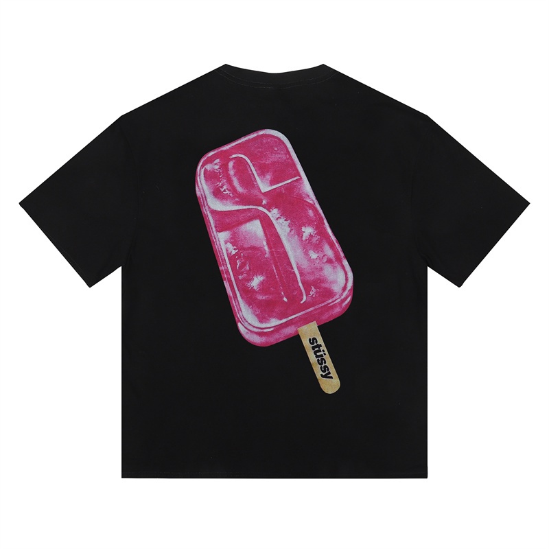 Bán Chạy Nhất &amp; Y Áo Thun Cotton Dáng Rộng Tay Ngắn In Hình Que Kem Và Chữ Cái Cho Nam Và Nữ Plus Size