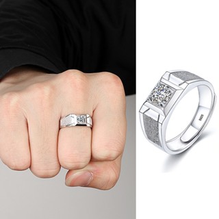 Nhẫn Mạ Bạc 925 Đính Đá Zircon Đơn Giản Thời Trang Cho Nam