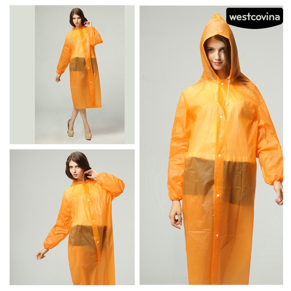 [COD]☁Áo Mưa Di Động Có Mũ Trùm Phối Nút Chống Nước Unisex