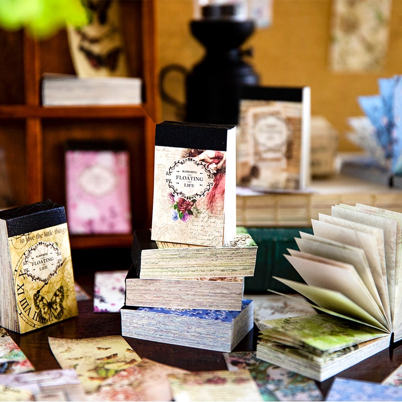 Set 100 Giấy Thủ Công Mini Họa Tiết Hoa Trang Trí Album Ảnh Đa Ứng Dụng