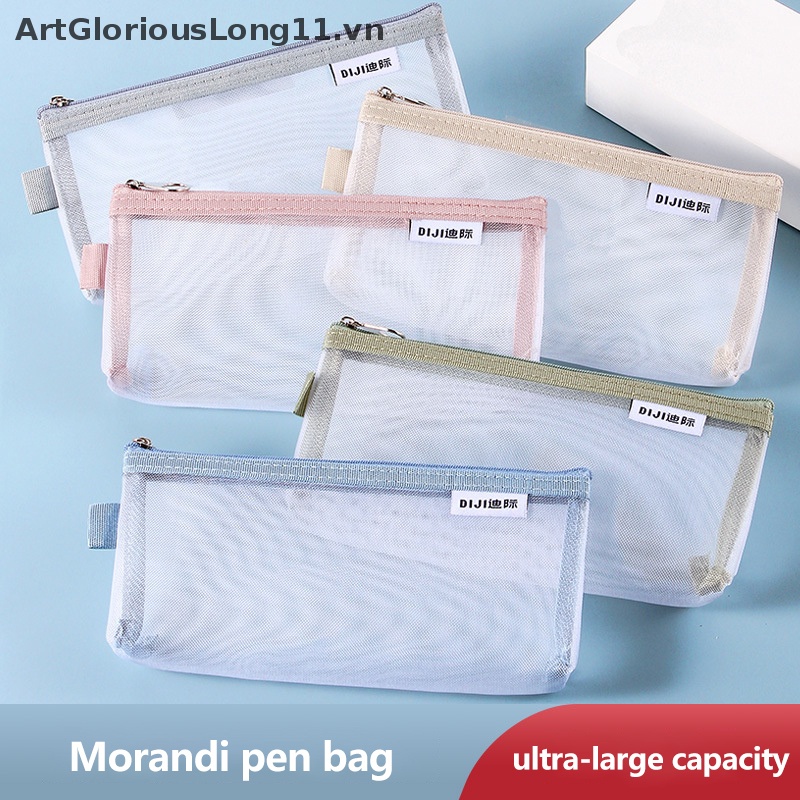 Túi Đựng Bút Dạng Lưới Trong Suốt Có Khóa Kéo Tiện Dụng Cho Học Sinh