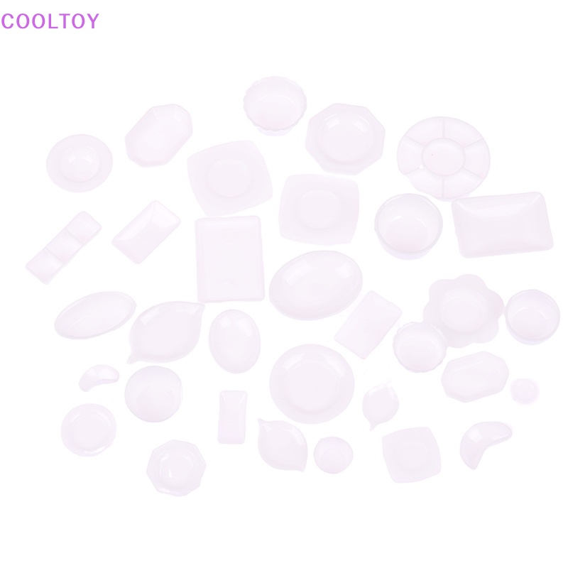 Cooltoy set 33 Dĩa Đựng Thức Ăn Đồ Chơi Mini Màu Trắng Trang Trí Nhà Búp Bê