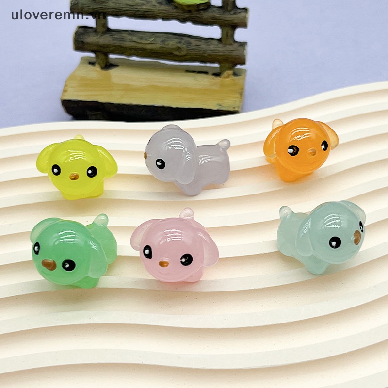 Set 2 Mô Hình Chú Chó Hoạt Hình Màu Dạ Quang Trang Trí Xe Hơi