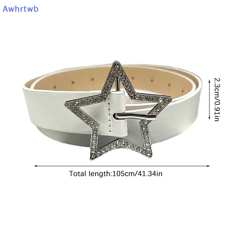 Awhrtwb Thắt Lưng Da PU Màu Hồng Đính Ngôi Sao Năm Cánh Bằng Kim Loại Toàn Diện Cho Nữ