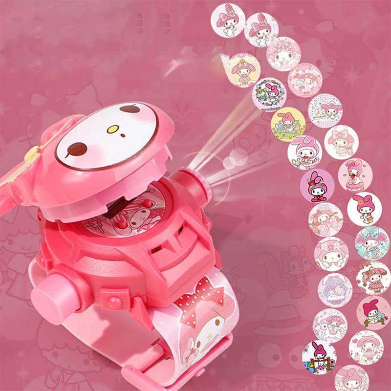 Đồng hồ MICHLEY kiểu máy chiếu họa tiết Sanrio Hello Kitty cún Cinnamon Melody dành cho trẻ em