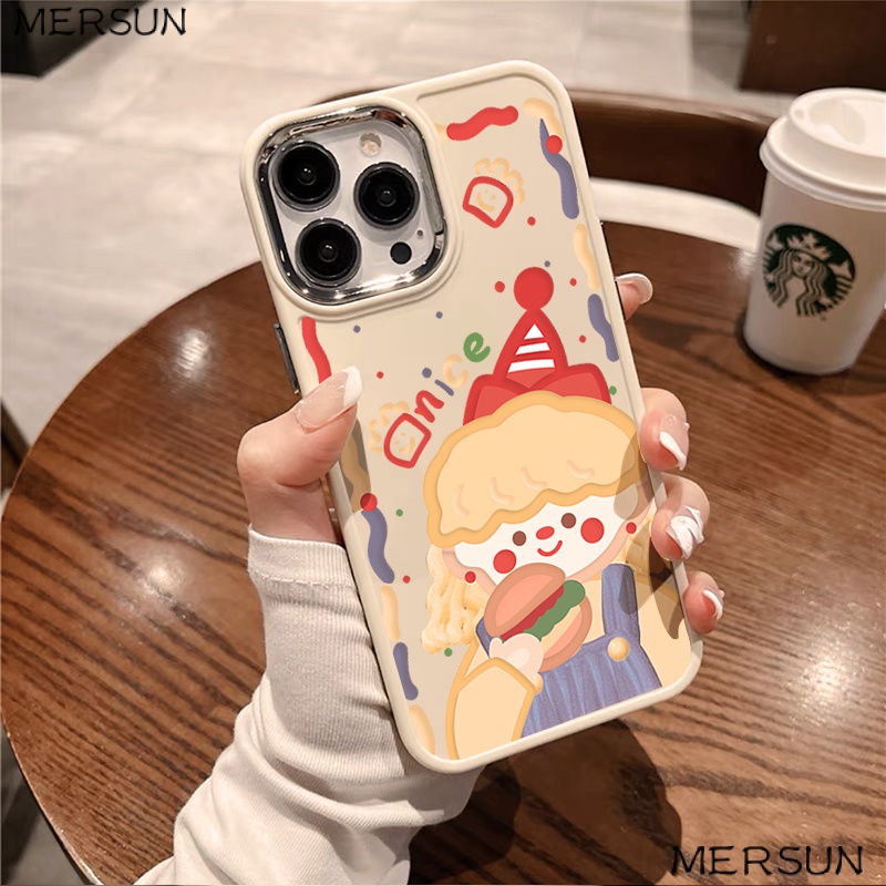 ✅Ốp Điện Thoại Dẻo Họa Tiết Cô Gái &amp; Burger Dễ Thương Cho iphone13pro11 xr1214pro / max WRQ3