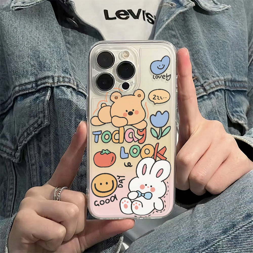 ✅Ốp Điện Thoại Dẻo Họa Tiết Chú Thỏ / Gấu Dễ Thương Chống Sốc Cho Iphone1213 6Pro11Max plus78 R6GA 14Pro