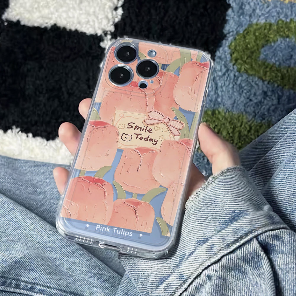 ✅Ốp Điện Thoại Mềm Chống Sốc Hình Hoa Tulip 13 Phong Cách Đơn Giản Cho Iphone 12 Saaaa 14Promax 6In 7811