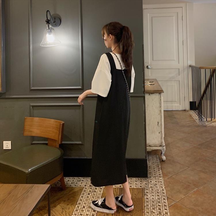 Set Áo Trắng + Váy Yếm Dáng Ôm Phong Cách Thời Trang Hàn Quốc Dành Cho Nữ Có Size Lớn