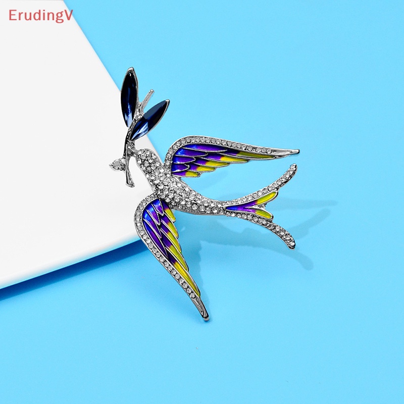 Ghim Cài Áo Hình Chim Én Bay Đính Đá Pha Lê Tráng Men Thời Trang Cho Nữ