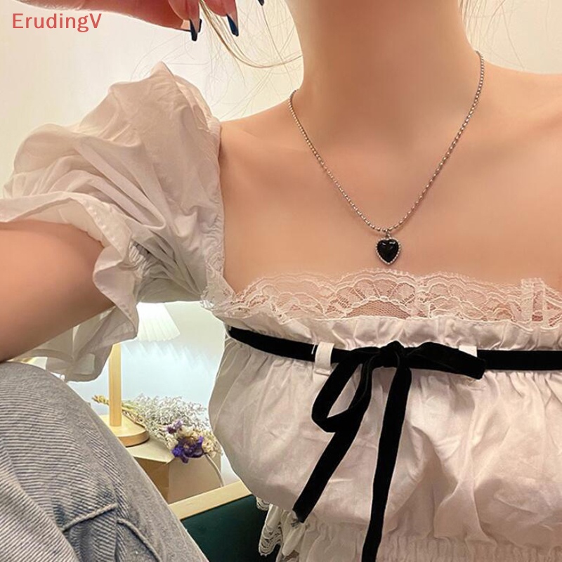 [ErudingV] Vòng cổ Mặt Hình Trái Tim Màu Đen Thời Trang Hàn Quốc Đơn Giản Dành Cho Nữ [Mới]