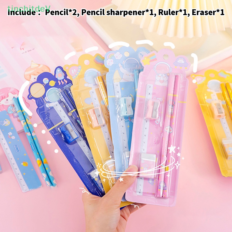 1 Bộ Bút Chì Họa Tiết Hoạt Hình Dễ Thương Dành Cho Học Sinh