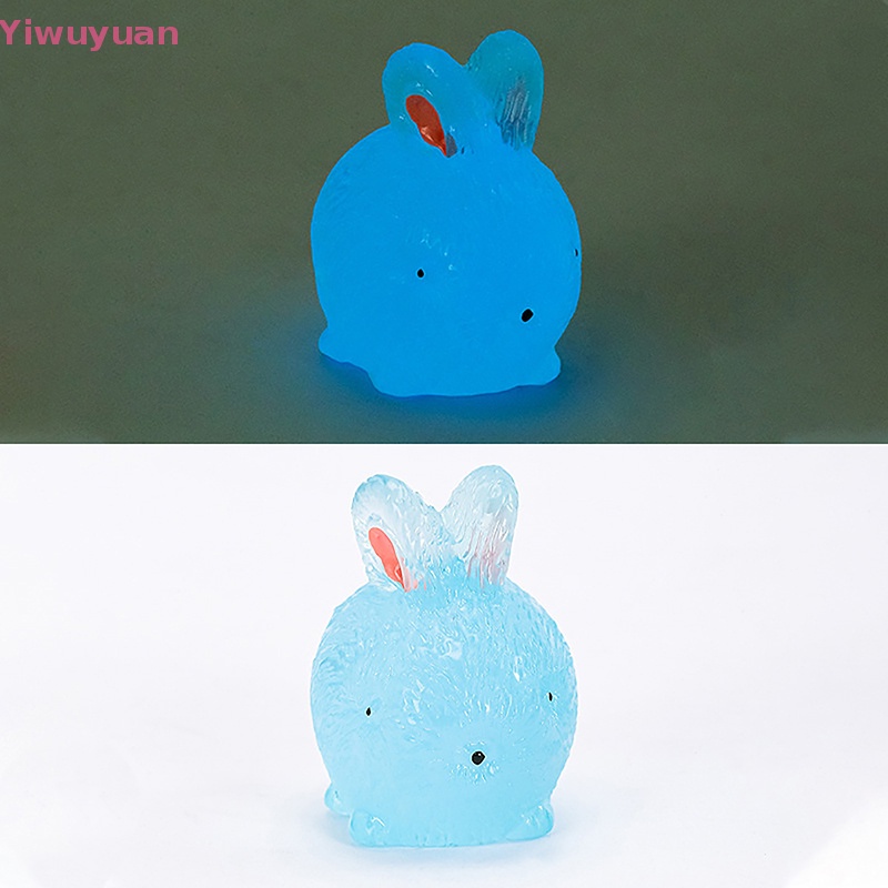 Bộ 2 Đồ trang trí Thỏ Mini Bằng Nhựa Resin Phát Quang Trang Trí Tiểu Cảnh Mới