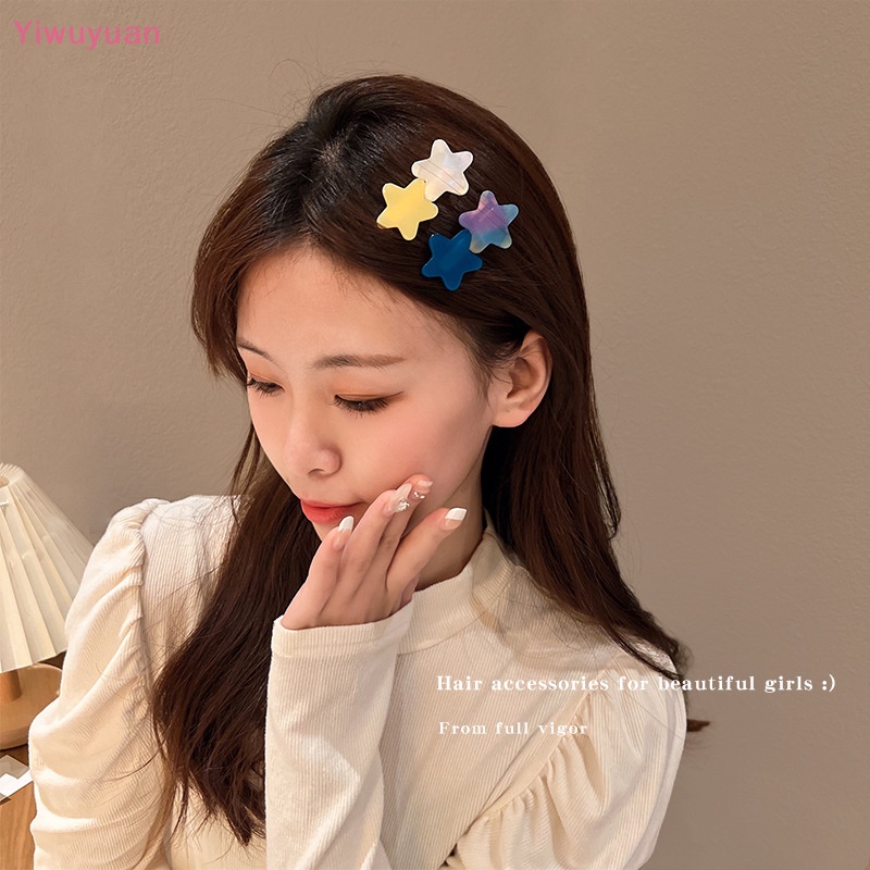 < Yiwuyuan > Kẹp Tóc Hình Ngôi Sao Nhỏ Nhắn Màu Cà Phê Thời Trang Tối Giản Phong Cách Hàn Quốc Mới