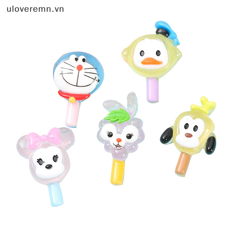 Set 2 Que Kem Hoạt Hình Mini Bằng Nhựa Resin Dạ Quang Treo Trang Trí Điện Thoại / Tủ Lạnh DIY