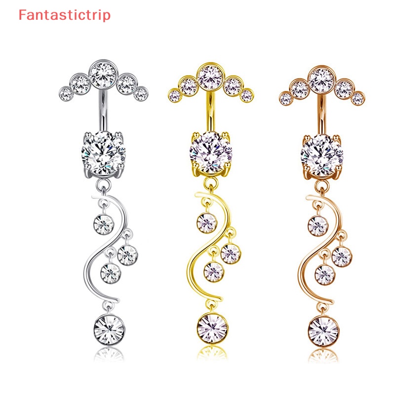 1 Bộ Khuyên Rốn Bằng Thép Không Gỉ Đính Đá Zircon Thời Trang Mới